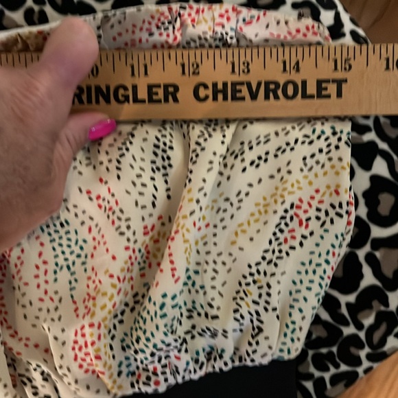 Hype Strapless Midi Dress Size 4 100% Silk Abstract Specked Design Black Trim - Picture 11 of 14